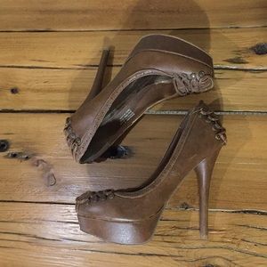 Zigi Soho Brown Heel Pumps Lace-Up/ Corset Size 6